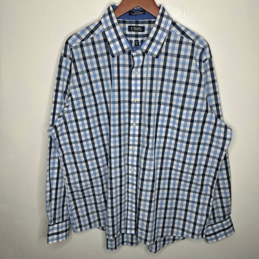 Chaps Classic Fit Wrinkle Free Long Sleeve Button Down Size 18 1/2 -‎ 36/37